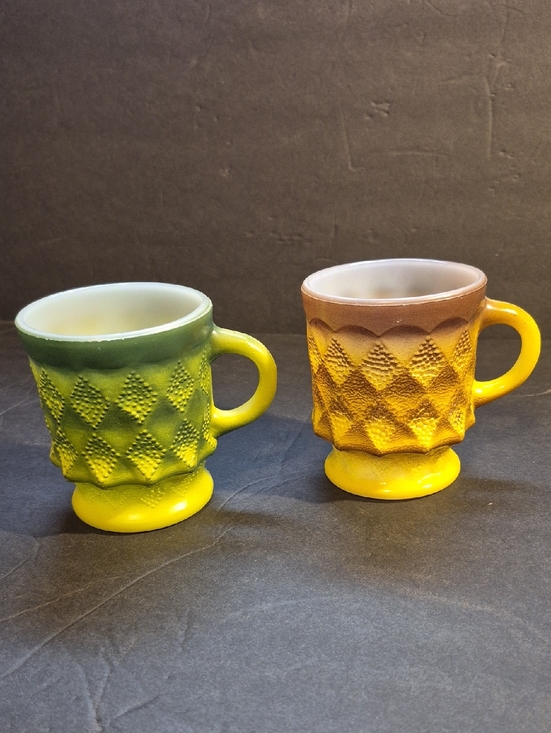 Fire King Other - Vintage Fire King Kimberly Coffee Mugs 1 Brown 1 Green